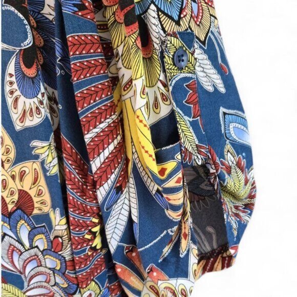 Ekouaer Womens Floral Button-Down Blouse 3/4 Sleeves Lightweight Casual Top Boho - Picture 5 of 6